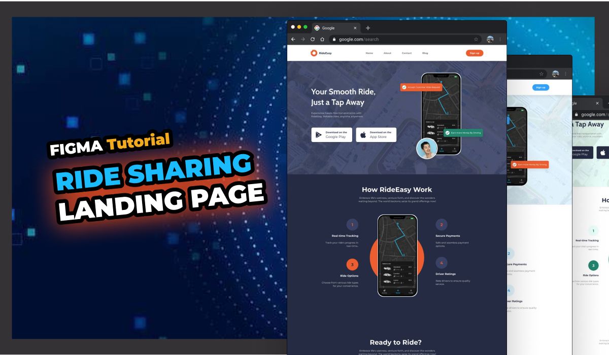 Figma UI Design Tutorial: Building a Ride Sharing App Landing Page